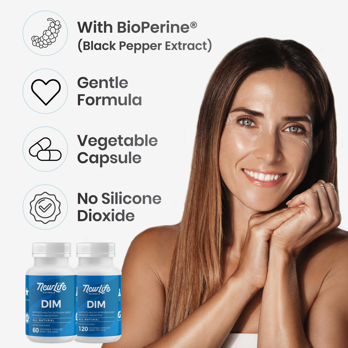 Étiquette du flacon de NewLife Naturals Complément Alimentaire DIM
