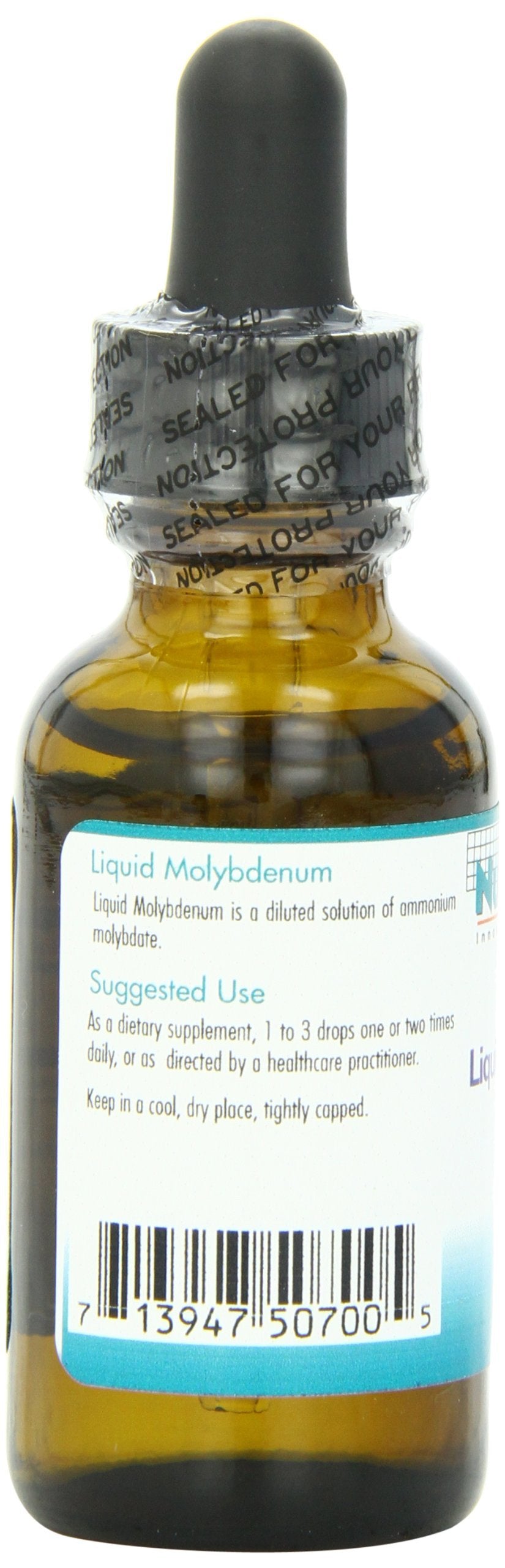 Étiquette du flacon de NutriCology Molybdène Liquide 25 mcg