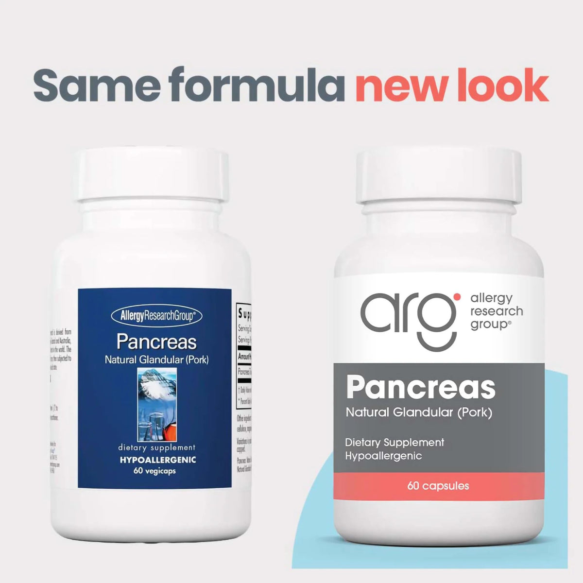 Étiquette du flacon de Pancreas Glandulaire 425 mg d'Allergy Research Group