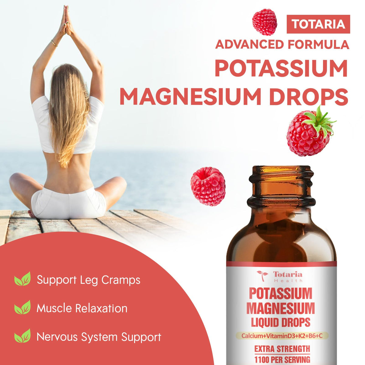 Étiquette du flacon de Potassium Magnésium Totaria avec ingrédients listés
