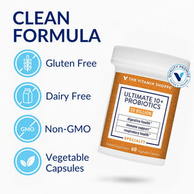 Étiquette du flacon de probiotiques 10+ The Vitamin Shoppe