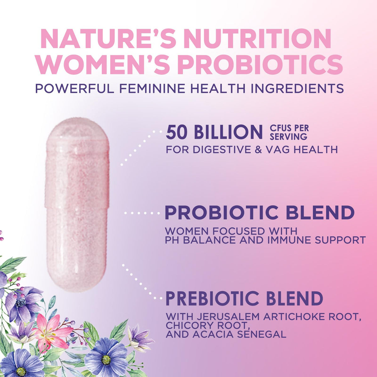 Étiquette du flacon de probiotiques Nature's Nutrition