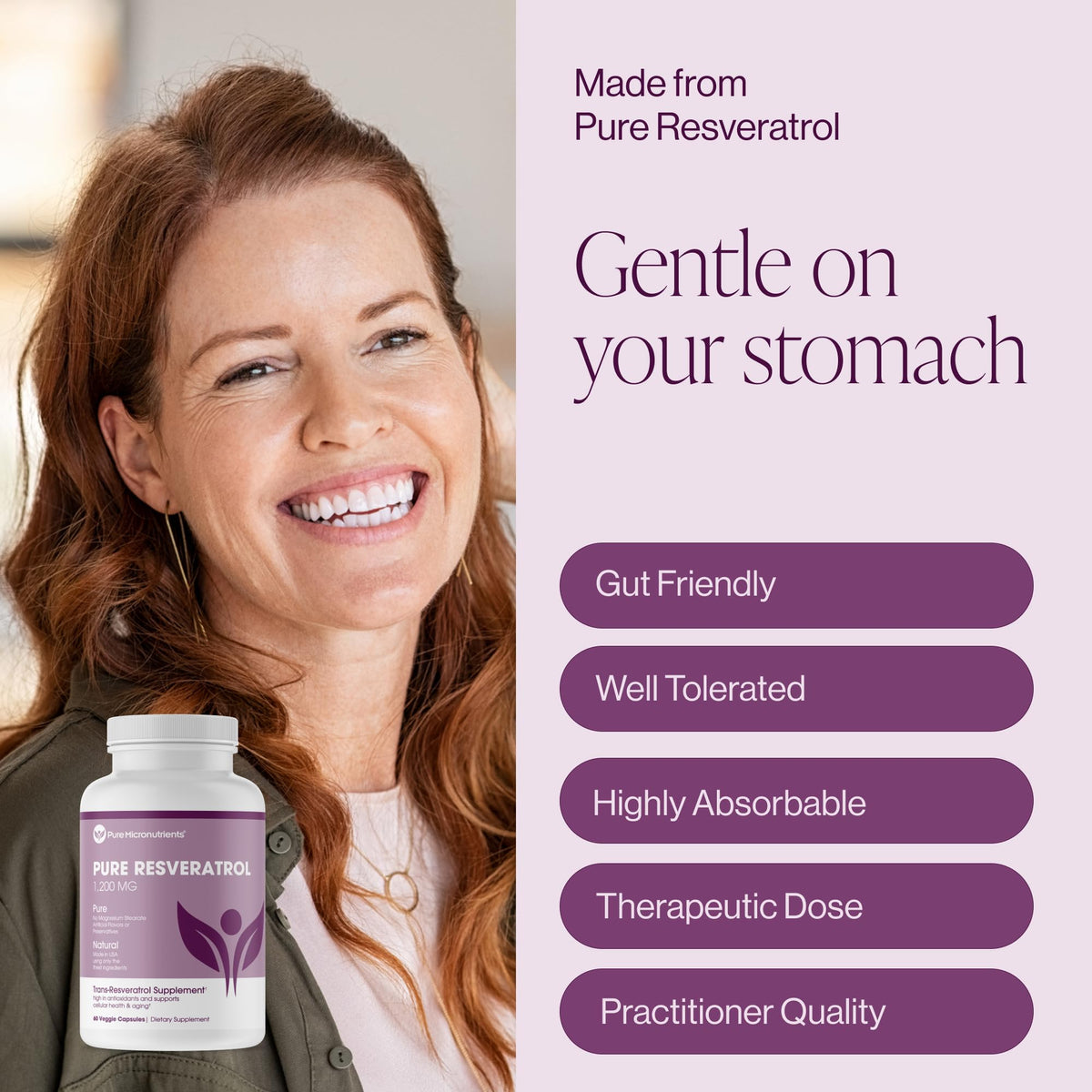 Étiquette du flacon de Pure Resveratrol 600mg