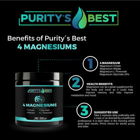 Étiquette du flacon de Purity's Best Magnésium 300mg