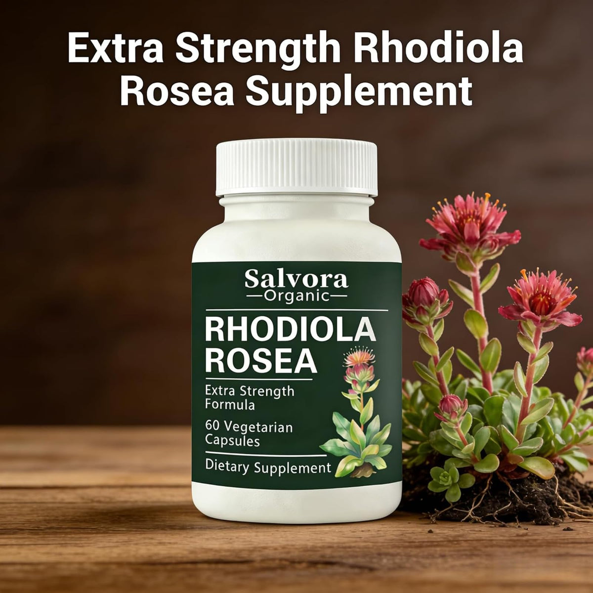 Étiquette du flacon de Rhodiola Rosea Salvora Organic