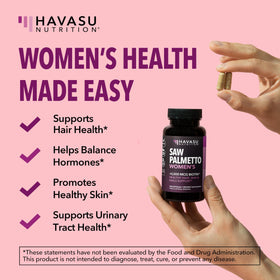 Étiquette du flacon de Saw Palmetto Femme avec spécifications