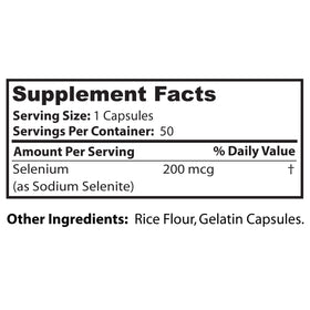 Étiquette du flacon de Sélénium 200 Mcg - Dr Clark Store