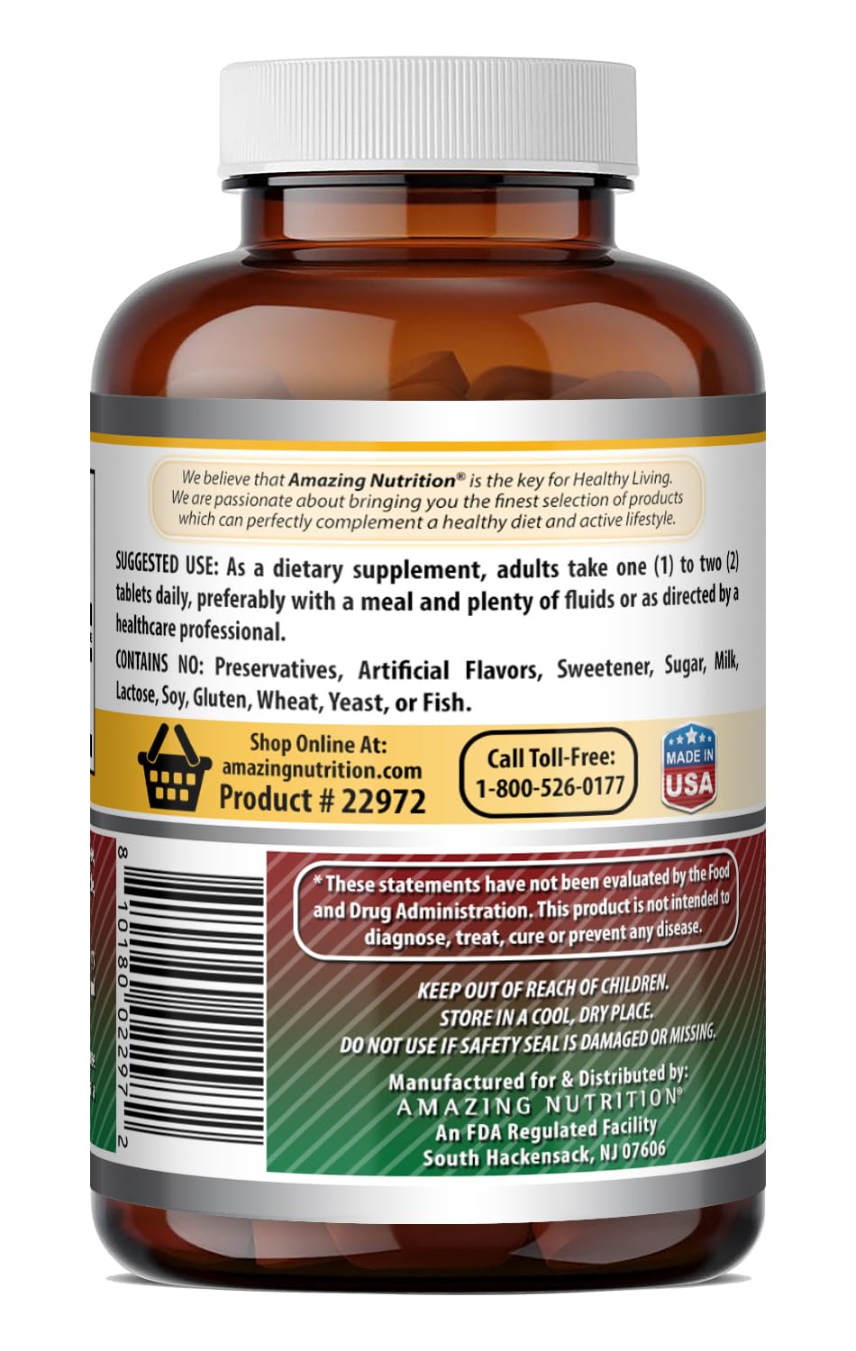 Étiquette du flacon de sulfate ferreux Amazing Nutrition