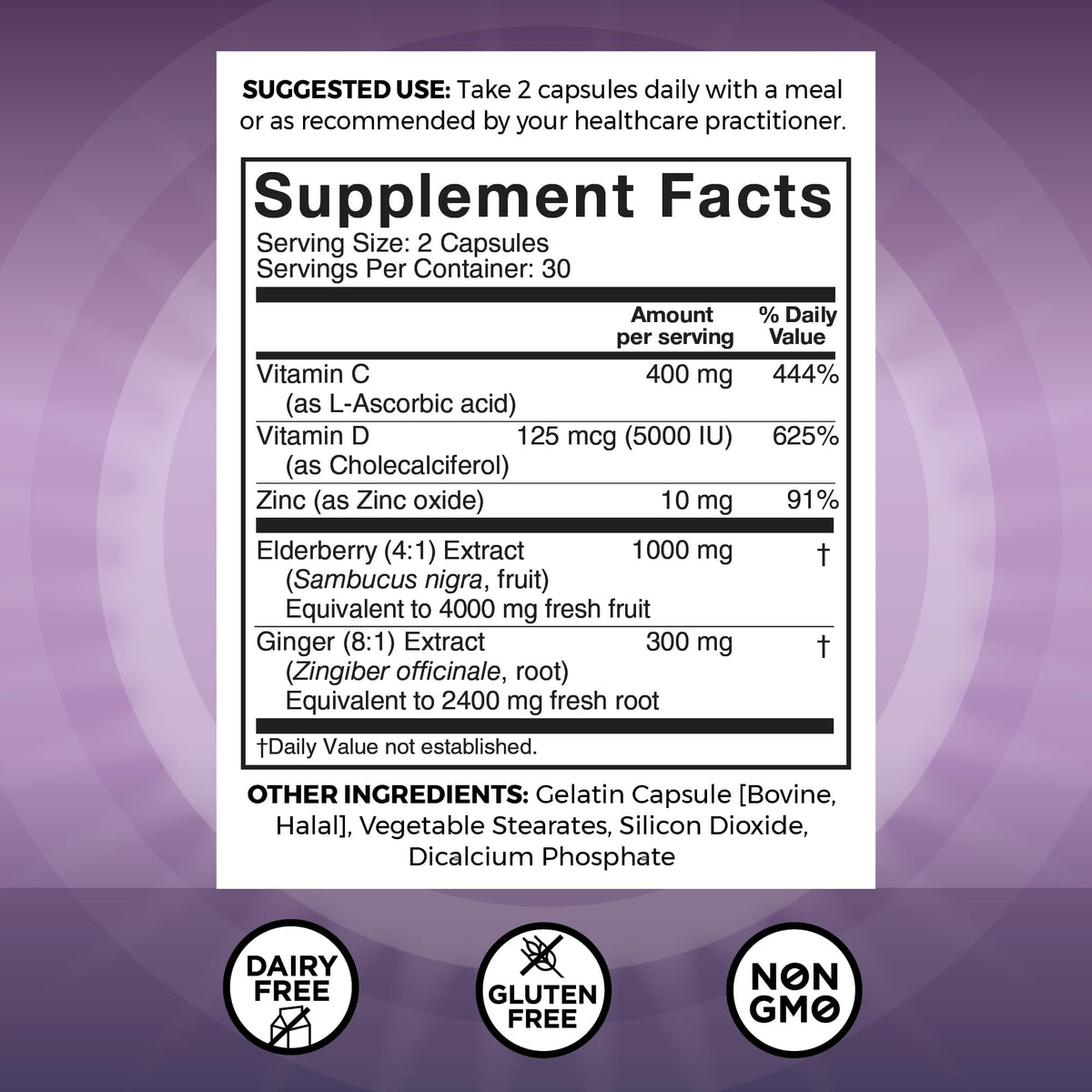 Étiquette du flacon de Sureau Noir Viva Naturals