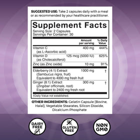 Étiquette du flacon de Sureau Noir Viva Naturals