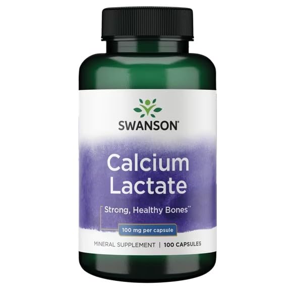 Étiquette du flacon de Swanson Calcium Lactate 100 mg
