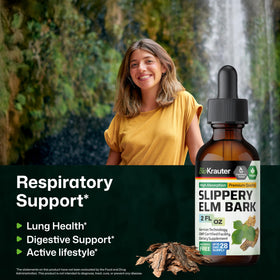 Étiquette du flacon de teinture d'écorce de slippery elm BIO KRAUTER