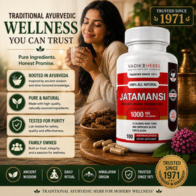 Étiquette du flacon de Vadik Herbs Jatamansi Capsules 1000mg