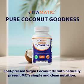 Étiquette du flacon de Vitamatic Huile de Coco Vierge