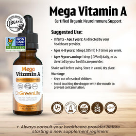 Étiquette du flacon de vitamine A Dr. Green Mom