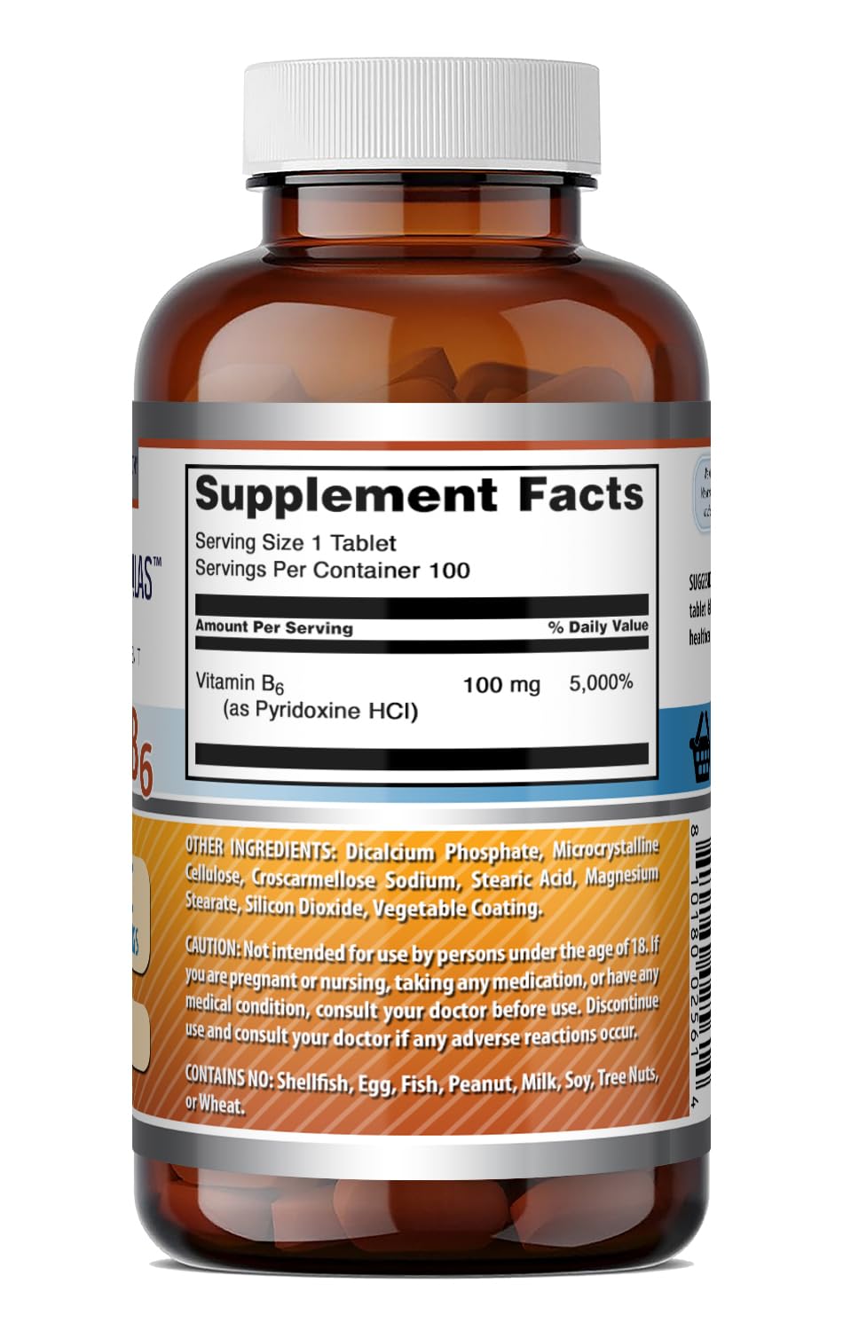 Étiquette du flacon de Vitamine B6 Amazing Nutrition