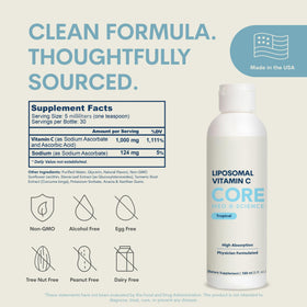 Étiquette du flacon de Vitamine C Liposomale Core Med Science