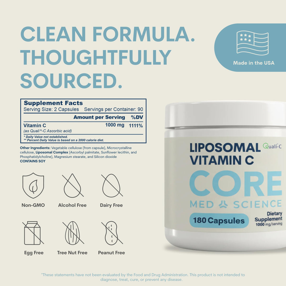 Étiquette du flacon de Vitamine C Liposomale Core Med Science