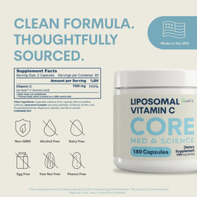 Étiquette du flacon de Vitamine C Liposomale Core Med Science