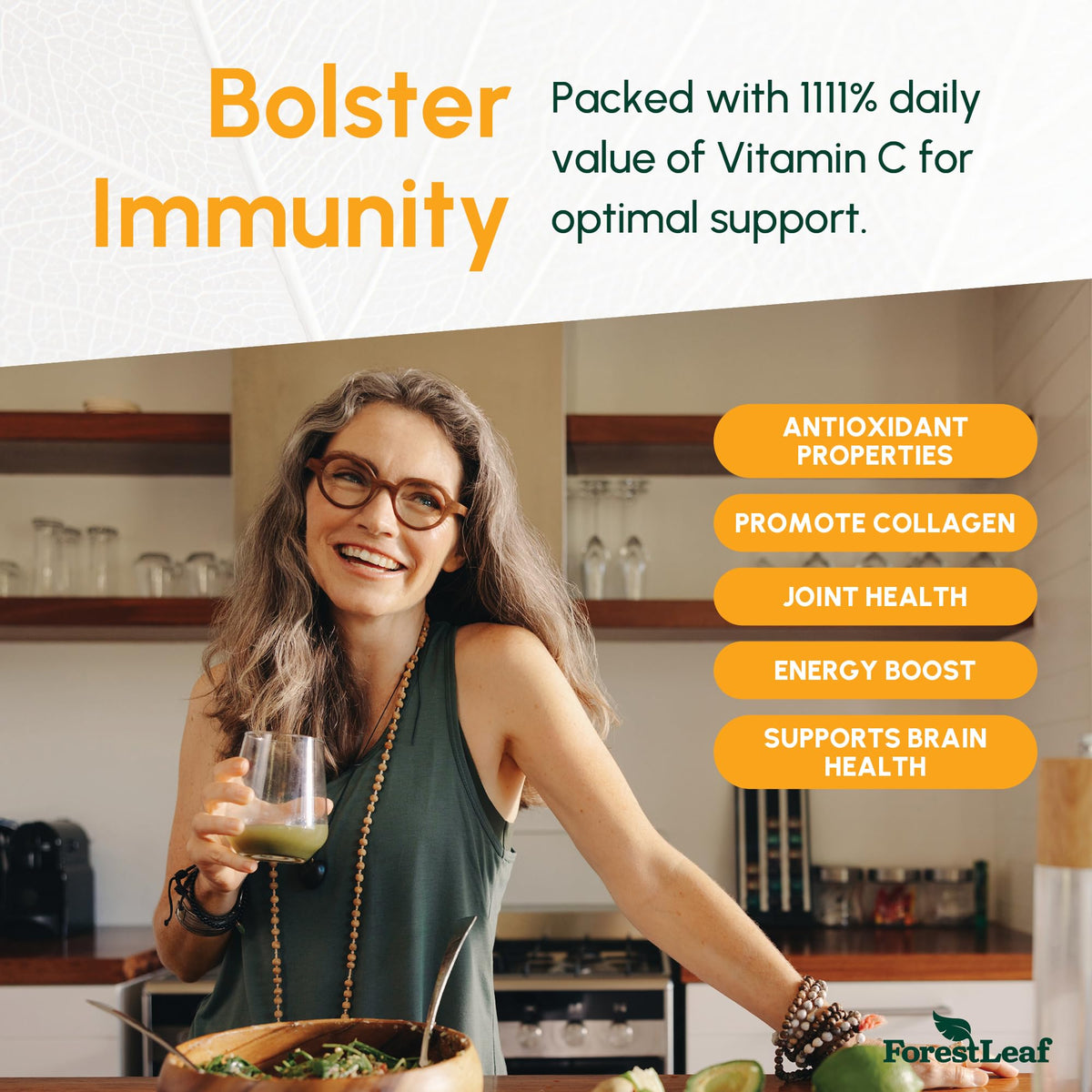 Étiquette du flacon de vitamine C liposomale ForestLeaf