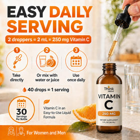 Étiquette du flacon de Vitamine C Think Above 30 servings
