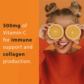 Étiquette du flacon de vitamine C Thomas' Remedies avec ingrédients