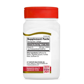 Étiquette du flacon de Vitamine D3 21st Century