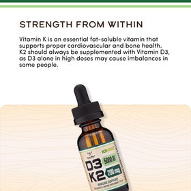 Étiquette du flacon de vitamine D3 + K2 Double Wood