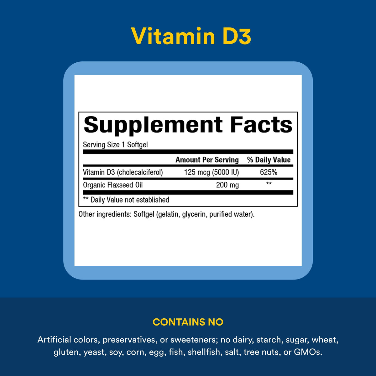 Étiquette du flacon de Vitamine D3 Natural Factors