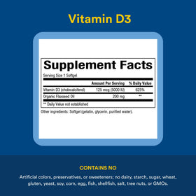 Étiquette du flacon de Vitamine D3 Natural Factors