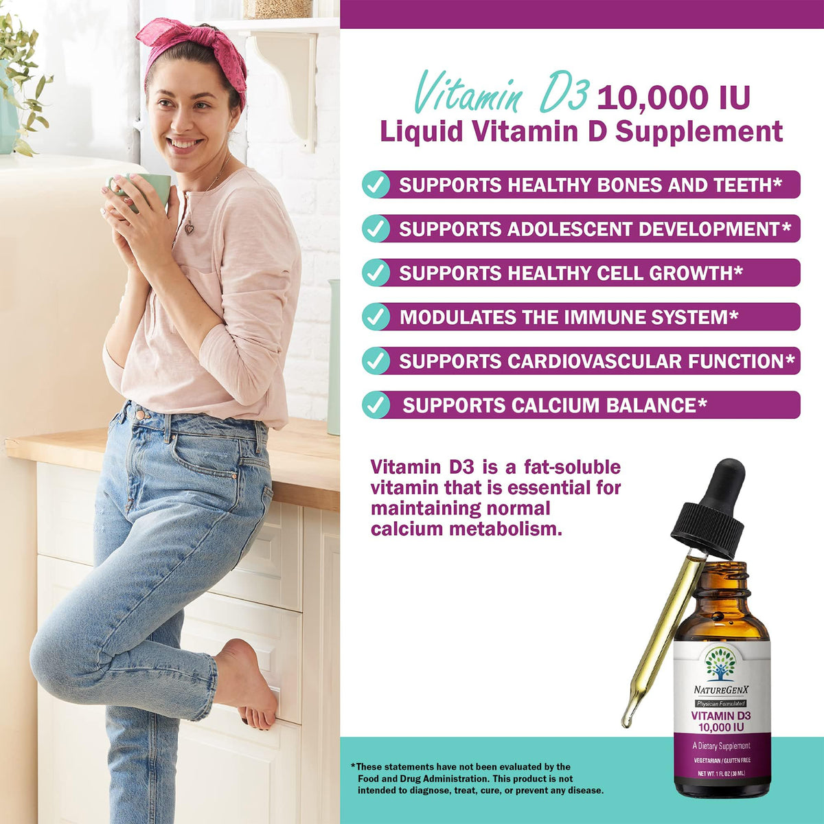 Étiquette du flacon de Vitamine D3 NatureGenX