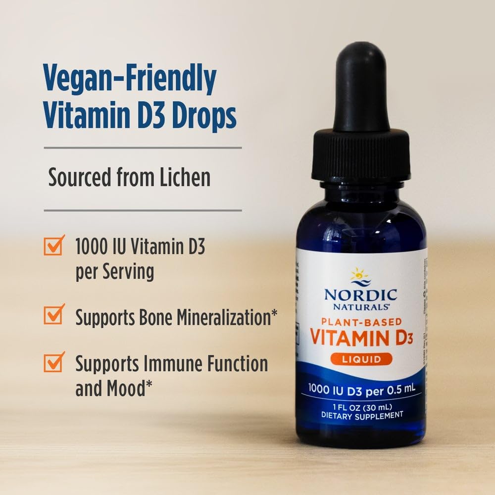 Étiquette du flacon de Vitamine D3 Végétale Liquide Nordic Naturals