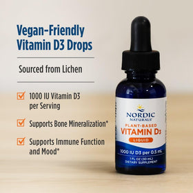 Étiquette du flacon de Vitamine D3 Végétale Liquide Nordic Naturals