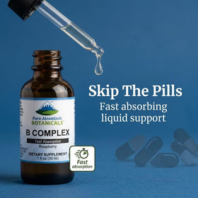Étiquette du flacon de vitamines B liquides Pure Mountain Botanicals