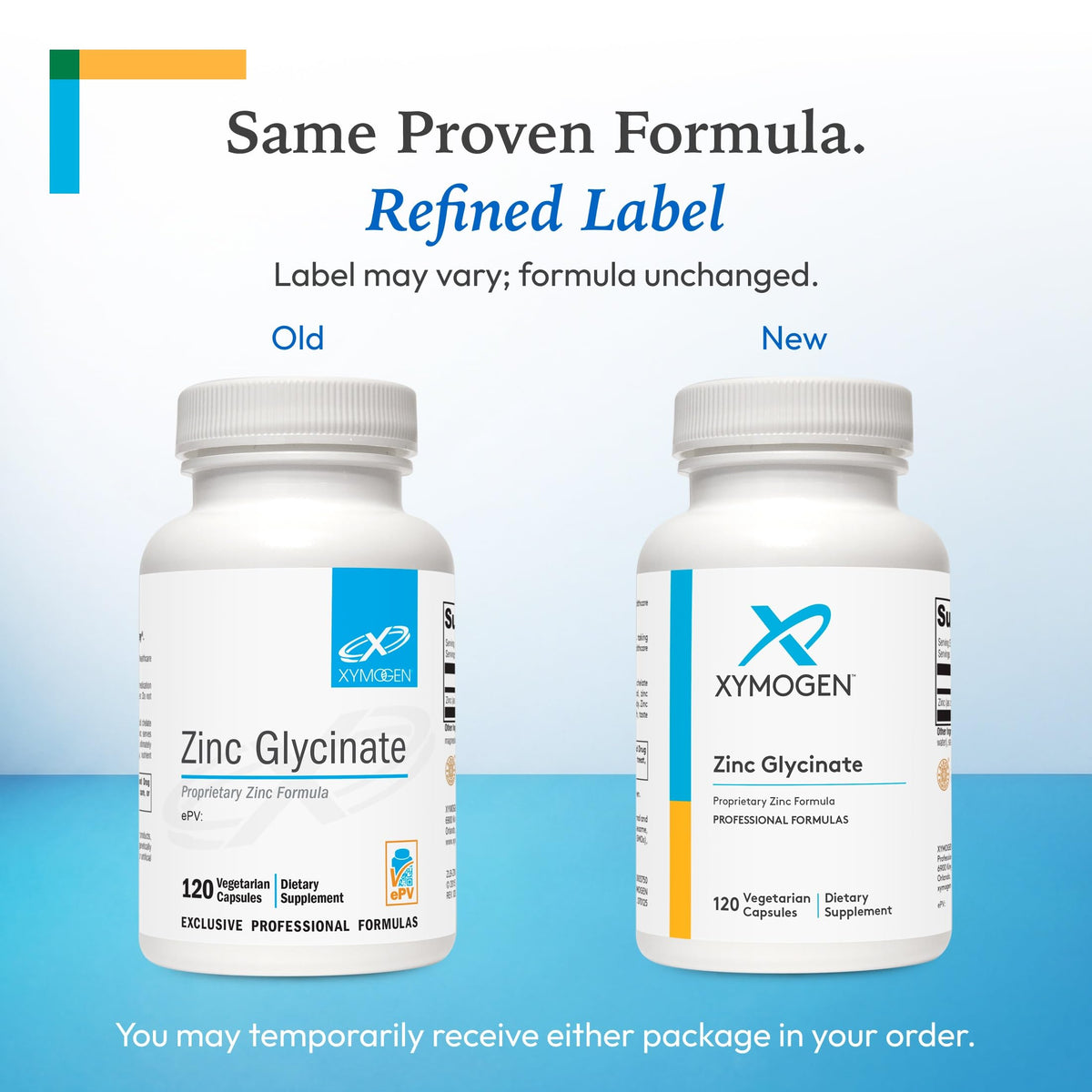 Étiquette du flacon de XYMOGEN Zinc Glycinate 20 mg