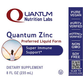 Étiquette du flacon de Zinc Liquide Quantum Nutrition avec dosage