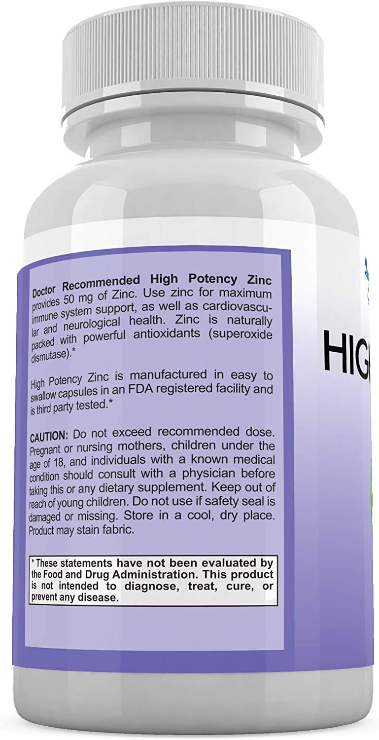 Étiquette du flacon de Zinc Picolinate 50mg de SUPPLEMENTS