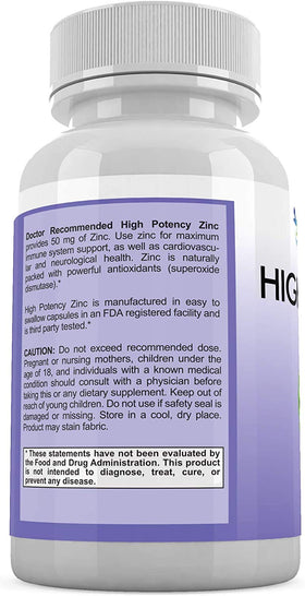 Étiquette du flacon de Zinc Picolinate 50mg de SUPPLEMENTS