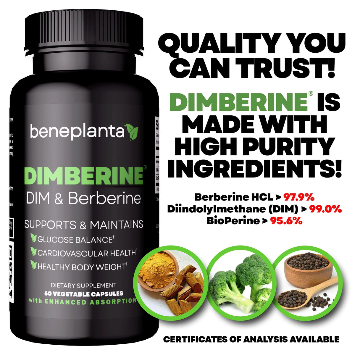 Étiquette du flacon Dimberine avec informations nutritionnelles