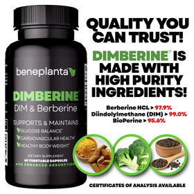 Étiquette du flacon Dimberine avec informations nutritionnelles