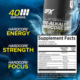 Étiquette du flacon EFX Sports Kre-Alkalyn Hardcore