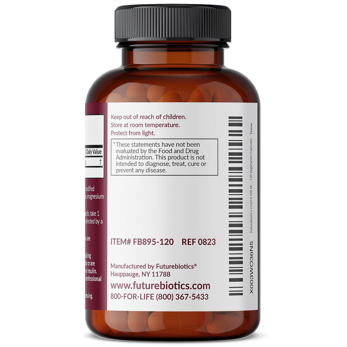 Étiquette du flacon Futurebiotics CoQ10 100 MG