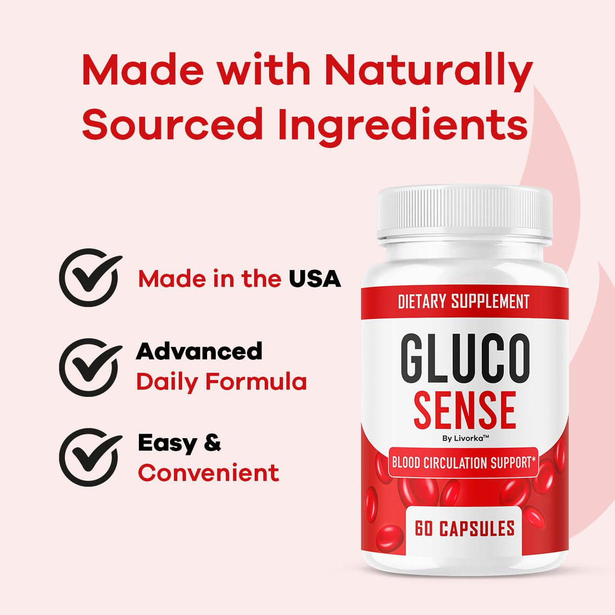 Étiquette du flacon GlucoSense avec ingrédients clés