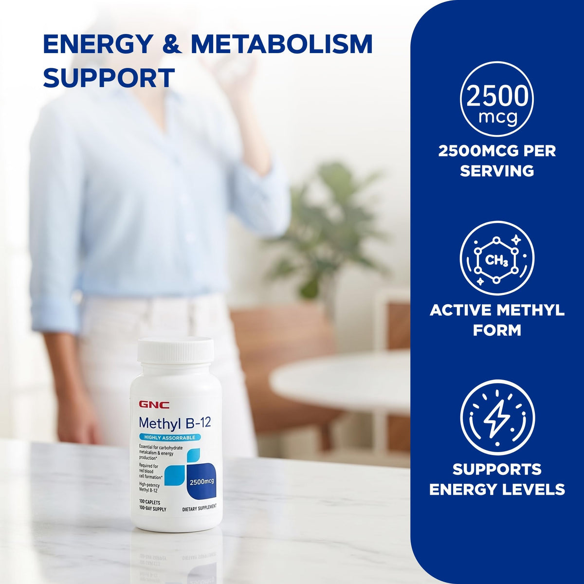 Étiquette du flacon GNC Methyl B12 2500mcg