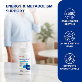 Étiquette du flacon GNC Methyl B12 2500mcg