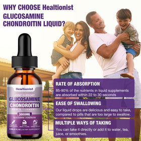 Étiquette du flacon Healtionist Glucosamine Chondroïtine