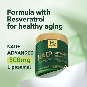 Étiquette du flacon Herbal Bee Liposomal NAD+ 500 mg