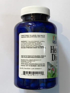 Étiquette du flacon Hesperidine Diosmine avec détails des ingrédients