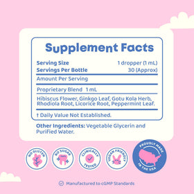 Étiquette du flacon JoySpring Genius Kids Focus Drops