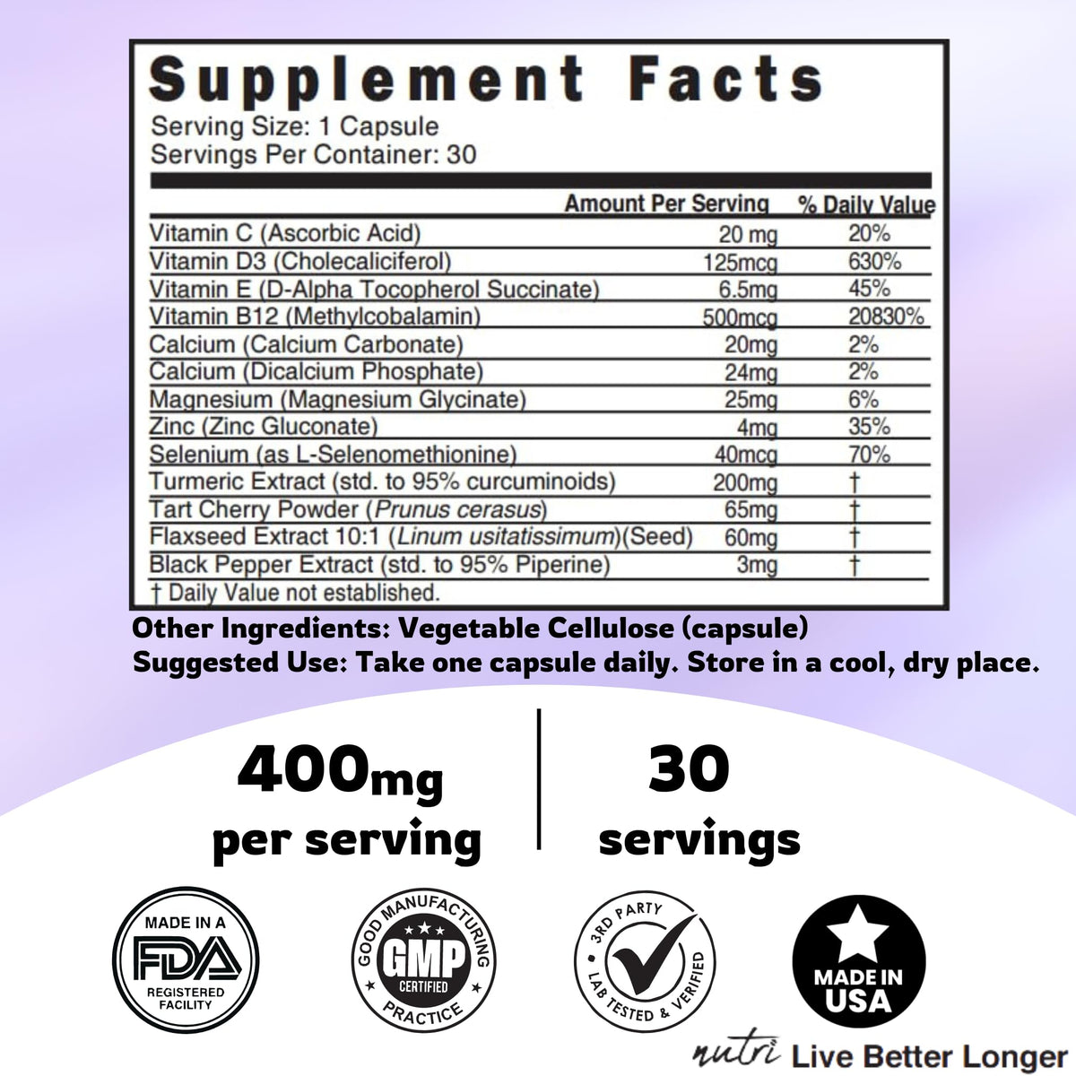Étiquette du flacon LupuEase 400mg